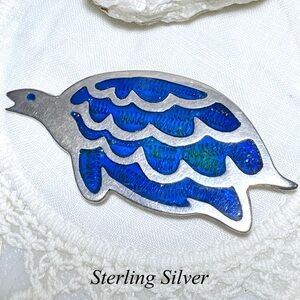 Old Signed 1950’s Sterling Silver Turtle Brooch Pin Eagle Mark Taxco Mexico 925